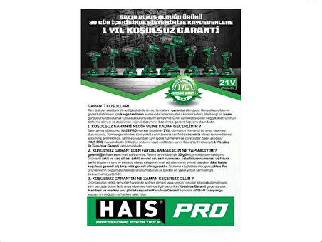 Haispro RB-DB2108W Darbeli Vidalama-Somun Sökme 320NM 21 V 2.0 Ah