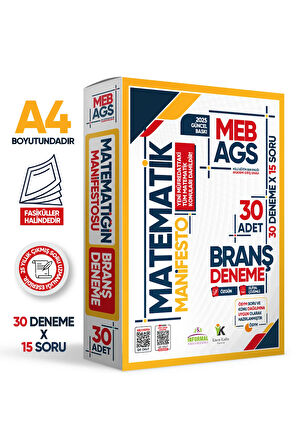 2025 MEB AGS Sayısal Yetenek MATEMATİK Manifesto Branş Denemesi 30lu Fasikül SETİ Dijital Çözümlü