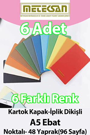 6' lı A5 Ebat (15x21cm) 6'lı Karışık Renkli 
