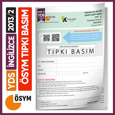 YDS 2013/2 ÖSYM Tıpkı Basım Çıkmış Soru Türkiye Geneli  Deneme Kitapçığı