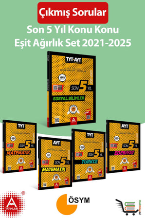 Son 5 Yıl AYT-TYT Eşit Ağırlık Konu Konu Çıkmış Sorular Seti 2021-2025 Yıllarını Kapsamakta Toplam 5 Eser
