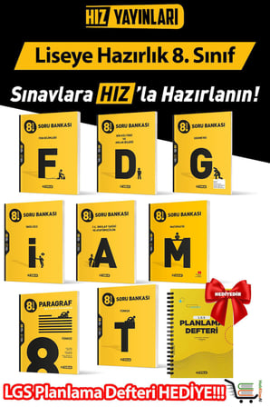 8. Sınıf Soru Bankası Seti LGS Planlama Defteri Hediyeli