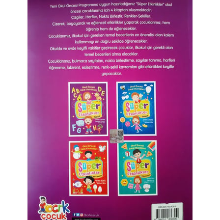 Süper Etkinlikler Renkler Şekiller - Süper Etkinlikler Harfler - Süper Etkinlikler Çizgiler 4'lü Set