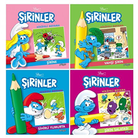 Şirinler Hikayeli Boyama Seti (4 Kitap Takım)