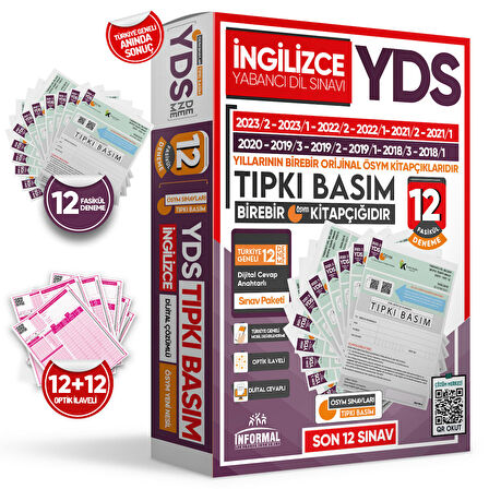 2024 YDS İngilizce ÖSYM Tıpkı Basım Deneme Paketi 12li TG Çıkmış Soru Kitapçıkları Seti