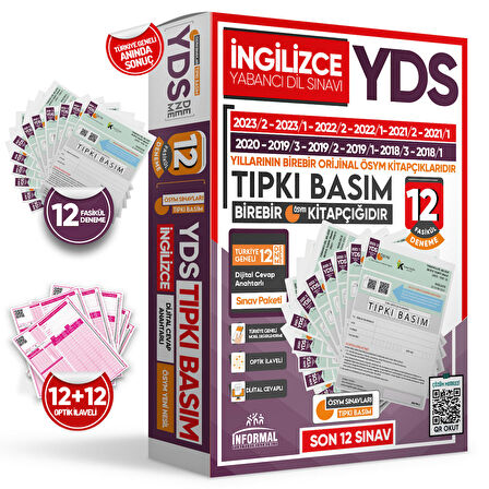 2024 YDS İngilizce ÖSYM Tıpkı Basım Deneme Paketi 12li TG Çıkmış Soru Kitapçıkları Seti