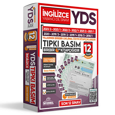2024 YDS İngilizce ÖSYM Tıpkı Basım Deneme Paketi 12li TG Çıkmış Soru Kitapçıkları Seti