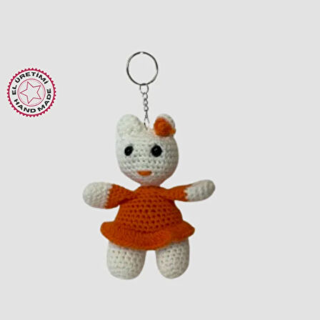 Uretti - Birsen 2552 - El Yapımı Amigurumi Sevimli Ayı Anahtarlık - Turuncu