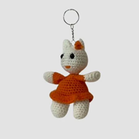 Uretti - Birsen 2552 - El Yapımı Amigurumi Sevimli Ayı Anahtarlık - Turuncu