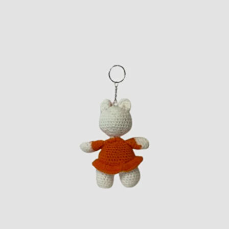 Uretti - Birsen 2552 - El Yapımı Amigurumi Sevimli Ayı Anahtarlık - Turuncu