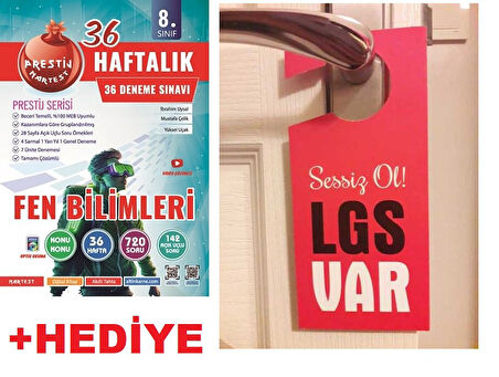 Nartest 8.Sınıf LGS Deneme Sınavı Fen Bilimleri 36 Haftalık  + Hediye LGS Var Kapı Askılık Uyarı Levha