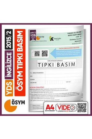 Yds 2015/2 Ösym Tıpkı Basım Çıkmış Soru Deneme Kitapçığı Video Çözümlü Türkiye Geneli