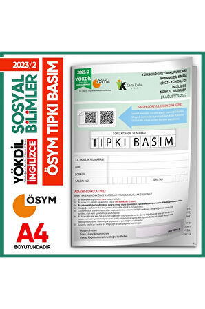 2023/2 YÖKDİL İngilizce SOSYAL BİLİMLER ÖSYM Çıkmış Soru Tıpkı Basım Deneme Kitapçığı Türkiye Geneli