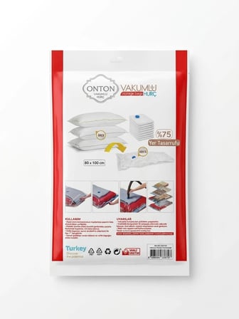 3 Adet 80x100 cm Vakumlu Poşet - %75 Yer Tasarruflu Kıyafet Ve Tekstil Vakumlu Hurç Seti