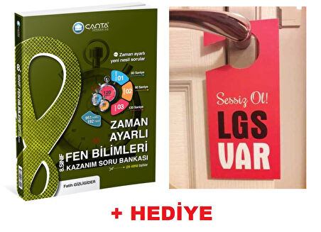 Çanta 8.Sınıf LGS Zaman Ayarlı Fen Soru Bankası + Hediye LGS Kapı Askılık Uyarı Levha