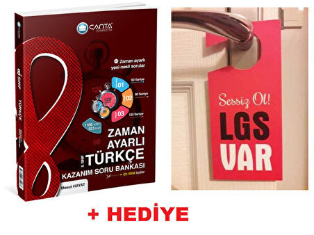 Çanta 8.Sınıf LGS Zaman Ayarlı Türkçe Soru Bankası + Hediye LGS Kapı Askılık Uyarı Levha