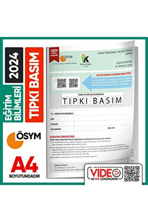 2024 KPSS Eğitim Bilimleri ÖSYM Tıpkı Basım Çıkmış Soru Kitapçığı Video/PDF Çözümlü Türkiye Geneli