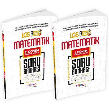 2024 8.Sınıf LGS MATEMATİK 2li Set Dijital Çözümlü Soru Bankası Topaç Yayınları