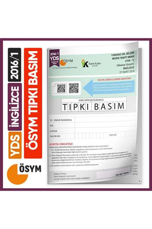 Yds 2016/1 Ösym Tıpkı Basım Çıkmış Soru Deneme Kitapçığı Video Çözümlü Türkiye Geneli