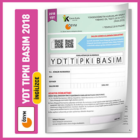 2018 YKS YDT İngilizce ÖSYM Çıkmış Soru Tıpkı Basım Türkiye Geneli Deneme Sınavı Soru Kitapçığı