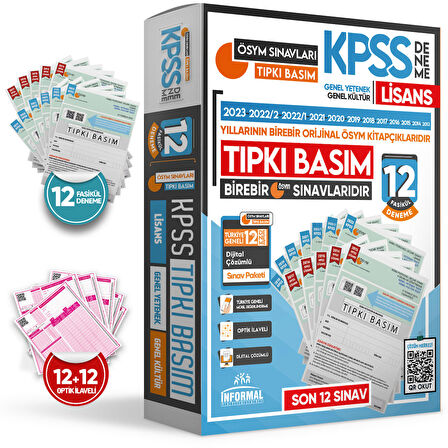 2024 KPSS Lisans ÖSYM Çıkmış Soru TIPKI Basım Türkiye Geneli D. Çözümlü 12li DENEME Sınav PAKETİ