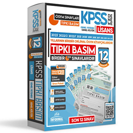 2024 KPSS Lisans ÖSYM Çıkmış Soru TIPKI Basım Türkiye Geneli D. Çözümlü 12li DENEME Sınav PAKETİ