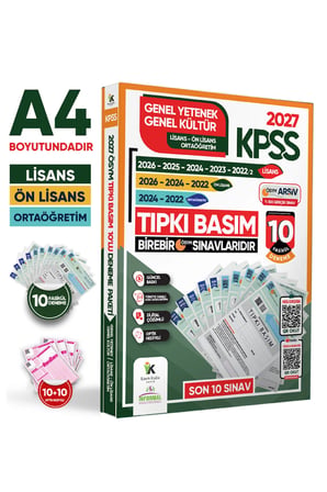 2027 KPSS Lisans-ÖnLisans-Ortaöğretim GYGK Çıkmış Soru Tıpkı Basım 10lu Deneme Paketi TG Çözümlü