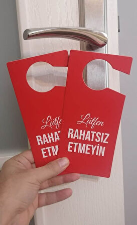 Sessiz Ol Kapı Uyarı Levhası - Lütfen Bizi Rahatsız Etmeyin - Kapı Uyarı - (2 Adet)