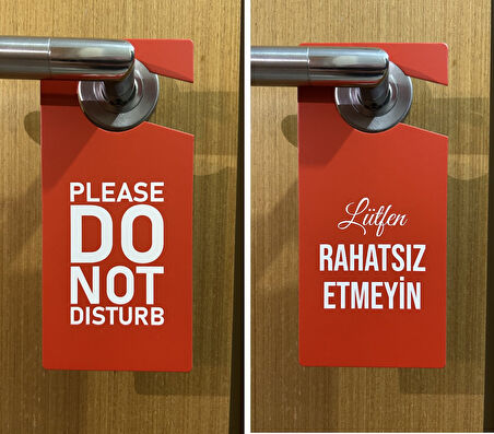 Oda Kapı Rahatsız Etme Uyarı Levha Seti - İngilizce ve Türkçe ( 2 li Set )