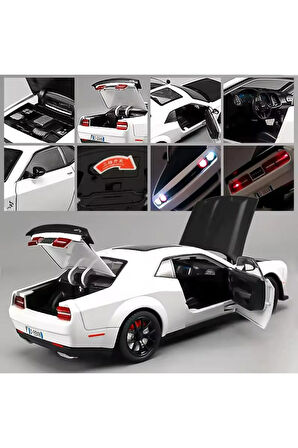 DODGE CHALLENGER SRT BEYAZ 1:24 DİECAST MODEL ARABA KOLEKSİYONLUK ARABA DODGE SRT BEYAZ