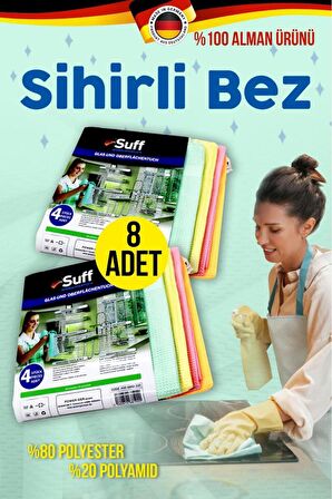 Suff Sihirli Mikrofiber Temizlik Bezi 8 Adet - Almanya'dan Ithal Orijinal Ürün