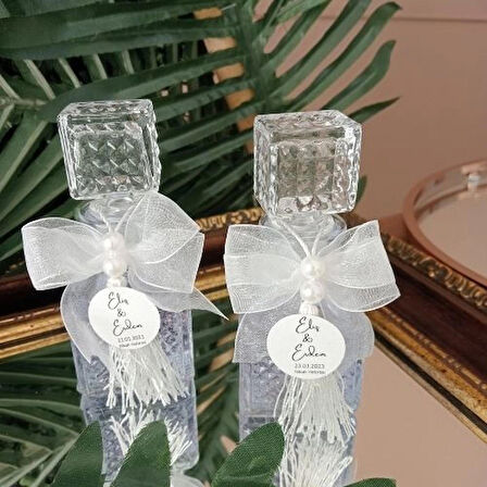 DECORAHOBİ Kristal Şişeli Inci Detaylı Şık Cam Oda Kokusu Şişesi. Söz Nişan Nikah Düğün Hediyeliği - 20 Adet