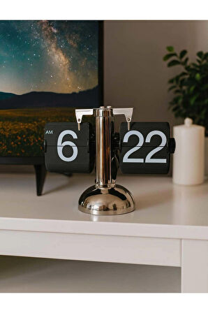 Çelik Sayfa Döner Saat Sayfa Çevirme Masa Saati RetroFlip Otomatik Yaprak Masa Saati