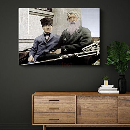 Atatürk ve Şeyh Sünusi - Tarihi Buluşma Kanvas Tablo