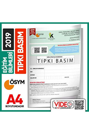 2019 Kpss Eğitim Bilimleri Ösym Tıpkı Basım Çıkmış Soru Kitapçığı Dijital Çözümlü Türkiye Geneli