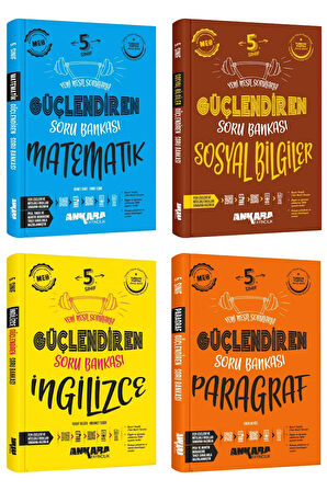 Ankara 2025 5. Sınıf Matematik + Sosyal + İngilizce + Paragraf Güçlendiren Soru Seti 4 Kitap Güncel