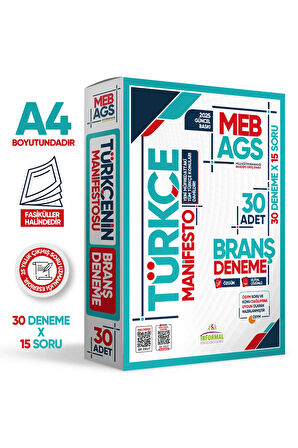 2025 MEB AGS TÜRKÇE Manifesto Branş Deneme PAKETİ (30x15) 30lu Fasikül SETİ Özgün Dijital Çözümlü