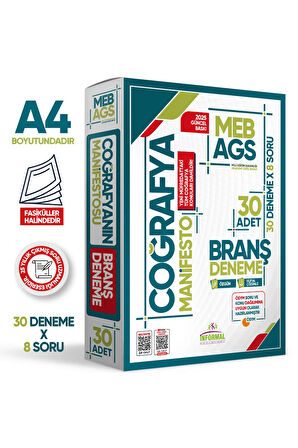 2025 MEB AGS Coğrafya Manifesto Branş Deneme PAKETİ 30lu (30x8) Fasikül SETİ Özgün Dijital Çözümlü