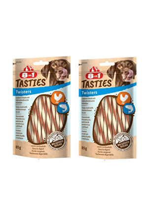 8in1 Tasties Twisters Tavuk ve Balıklı Köpek Ödülü 85 Gr. X 2 Adet