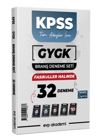 EVP Akademi KPSS Tüm Adaylar İçin Tüm Dersler Türkçe, Matematik, Tarih, Coğrafya Vatandaşlık 32 Deneme Seti