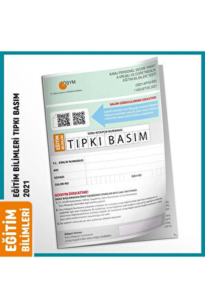 Eğitim Bilimleri 2021 Ösym Tıpkı Basım Türkiye Geneli Dijital Çözümlü Soru Kitapçığı