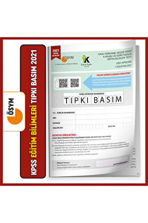 Eğitim Bilimleri 2021 Ösym Tıpkı Basım Türkiye Geneli Dijital Çözümlü Soru Kitapçığı