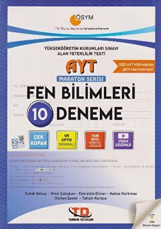 Tandem AYT Maraton Serisi Fen Bilimleri 10 Deneme