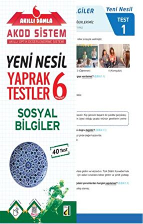 Akıllı Damla Sosyal Bilgiler Yeni Nesil Yaprak Testler - 6. Sınıf