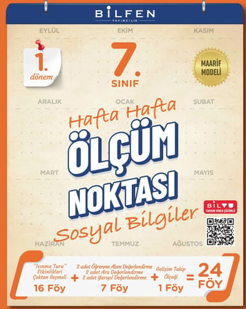 Bilfen 7. Sınıf Sosyal Bilimler Hafta Hafta Ölçüm Noktası 1.Dönem Maarif Model YENİ 2027