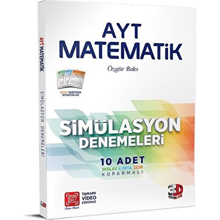 AYT Matematik 10 lu Simülasyon Denemeleri Video Çözümlü 3D Yayınları