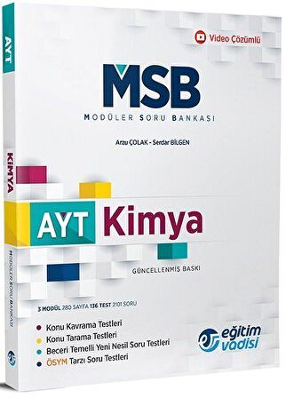 AYT Kimya Güncel MSB Modüler Soru Bankası Eğitim Vadisi