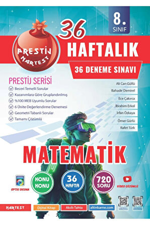 Nartest 8. Sınıf 36 Haftalık Matematik Denemeleri (Prestij Serisi)