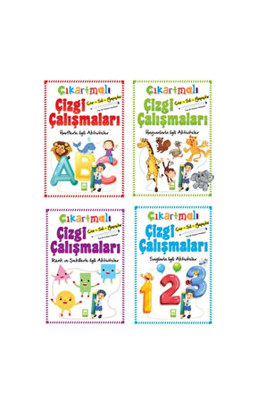 Çıkartmalı Çizgi Çalışmaları Seti 4 Kitap Emaçocuk