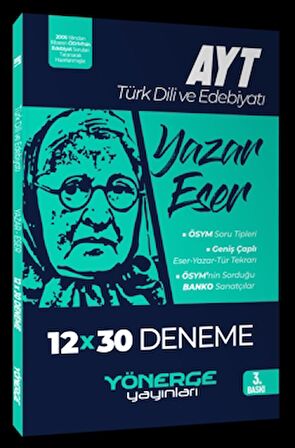 2024 AYT Türk Dili ve Edebiyatı Yazar Eser 12 x 30 Deneme